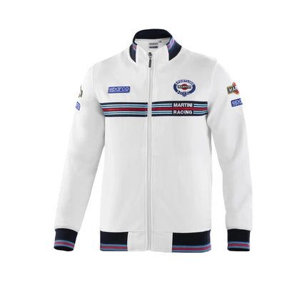 Felpa con zip intera Sparco Martini Racing in cotone Bianco