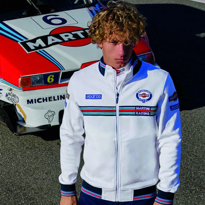 Felpa con zip intera Sparco Martini Racing in cotone Bianco – vista 3