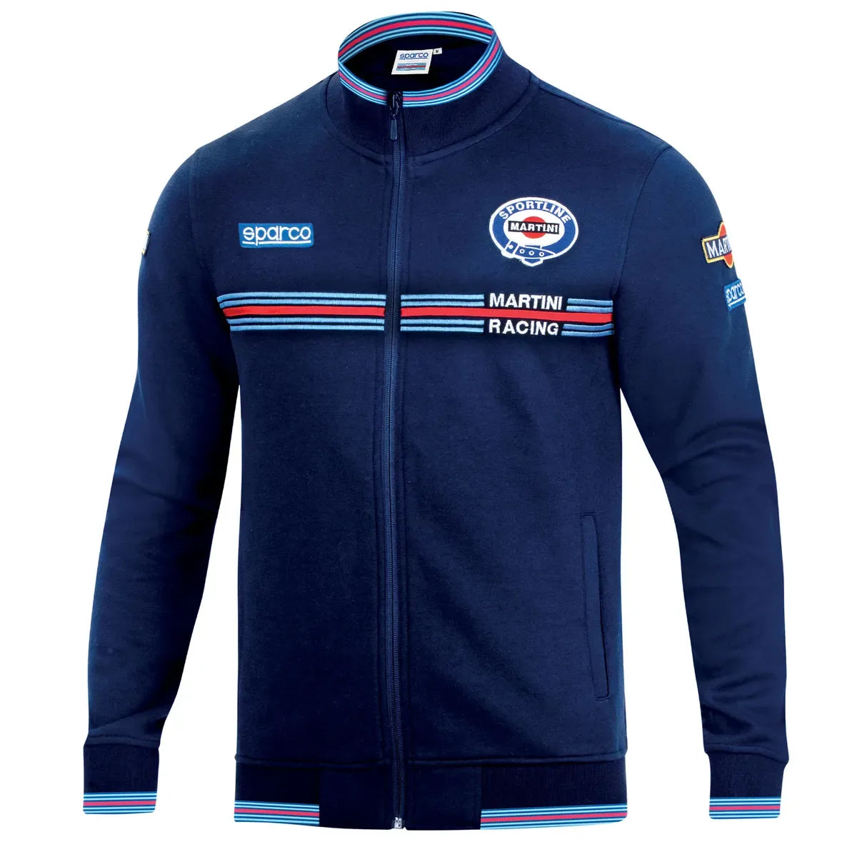 Felpa con zip intera Sparco Martini Racing in cotone Blu Marine