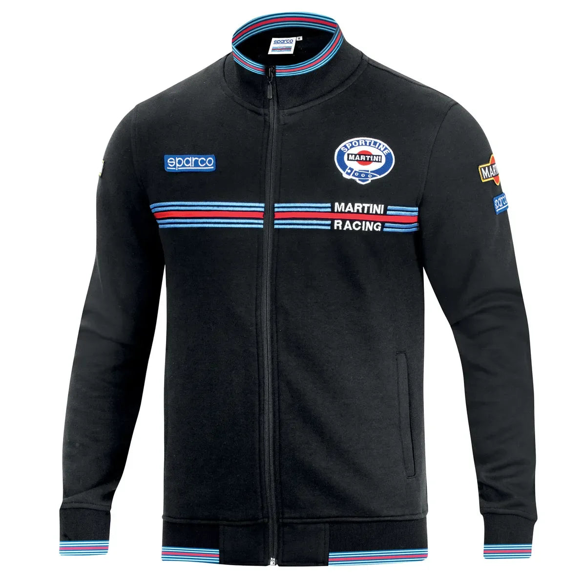 Felpa con zip intera Sparco Martini Racing in cotone Nero