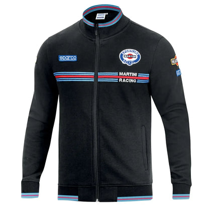 Felpa con zip intera Sparco Martini Racing in cotone Nero
