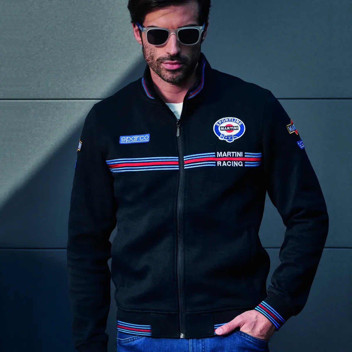 Felpa con zip intera Sparco Martini Racing in cotone Nero – vista 2