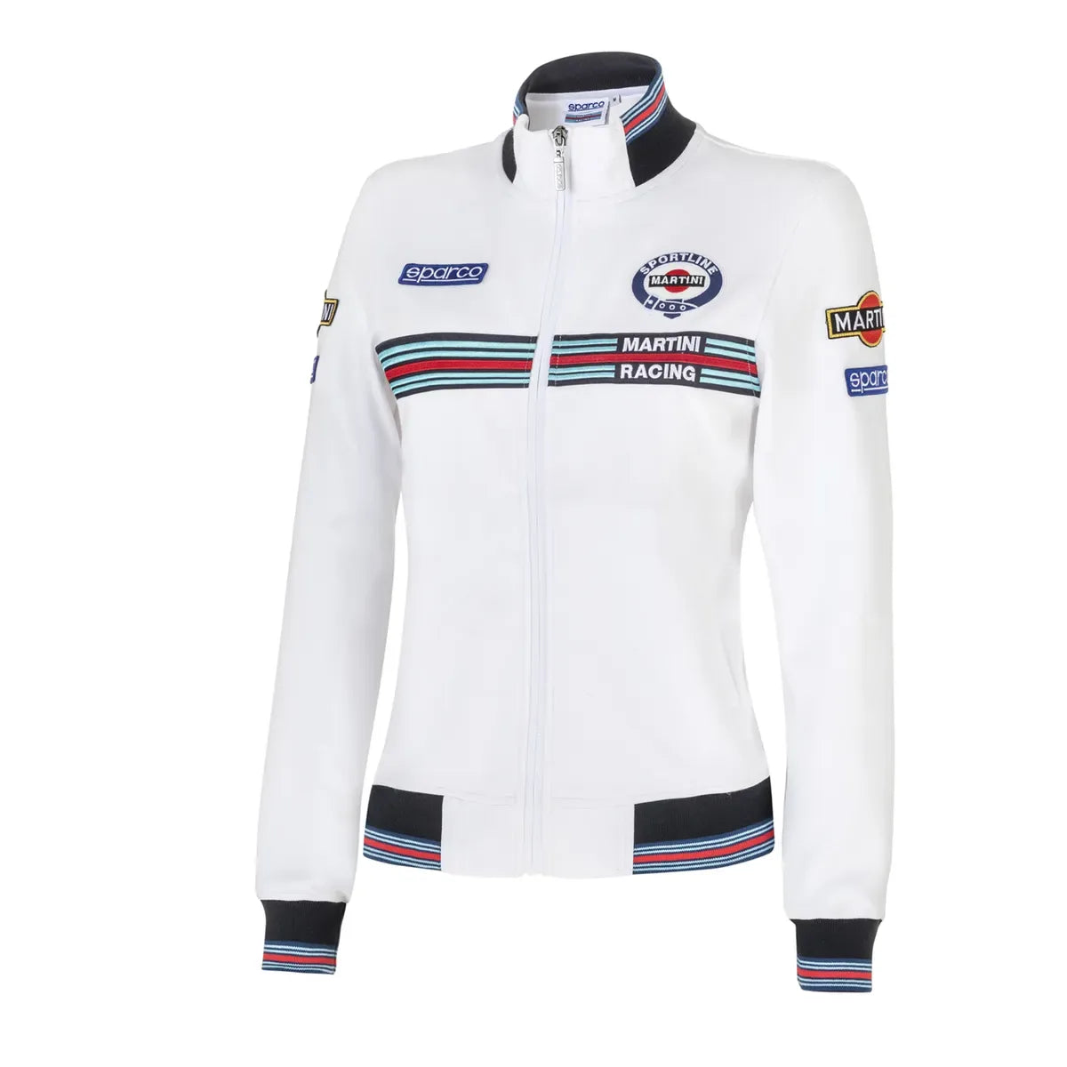 Felpa full zip da donna Sparco Martini Racing in cotone e poliestere Bianco