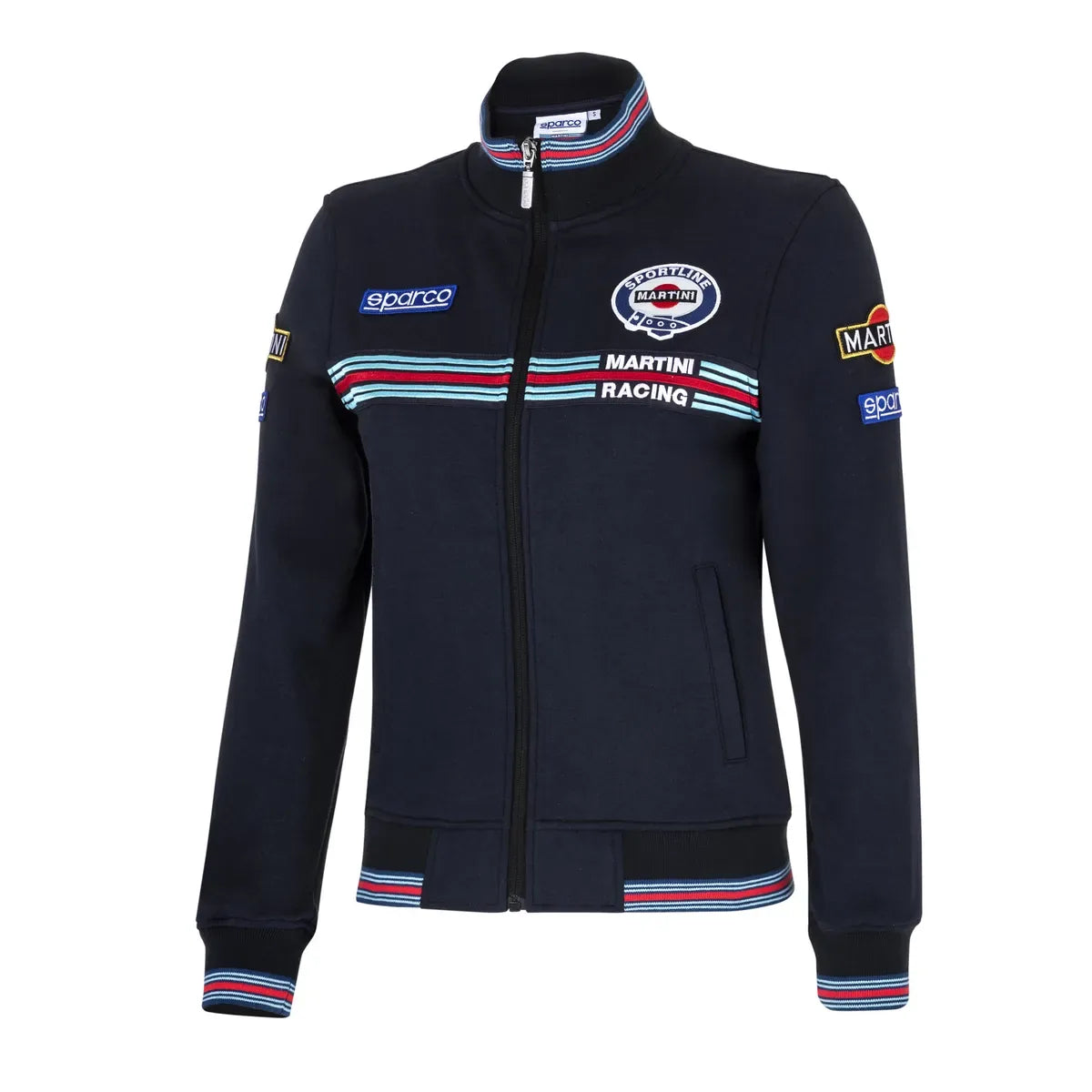 Felpa full zip da donna Sparco Martini Racing in cotone e poliestere Blu Marine