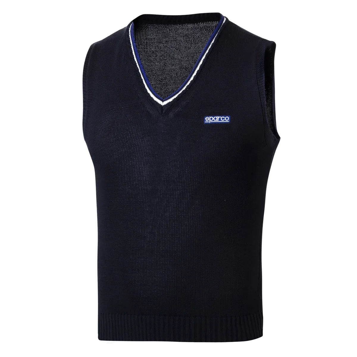 Gilet Sparco in cotone con scollo a V e loghi ricamati Blu Marine