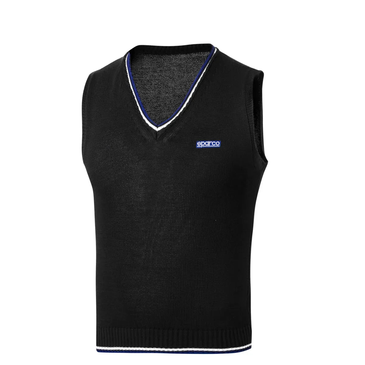 Gilet Sparco in cotone con scollo a V e loghi ricamati Nero