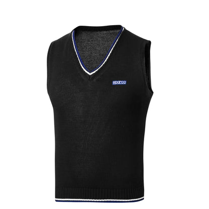 Gilet Sparco in cotone con scollo a V e loghi ricamati Nero