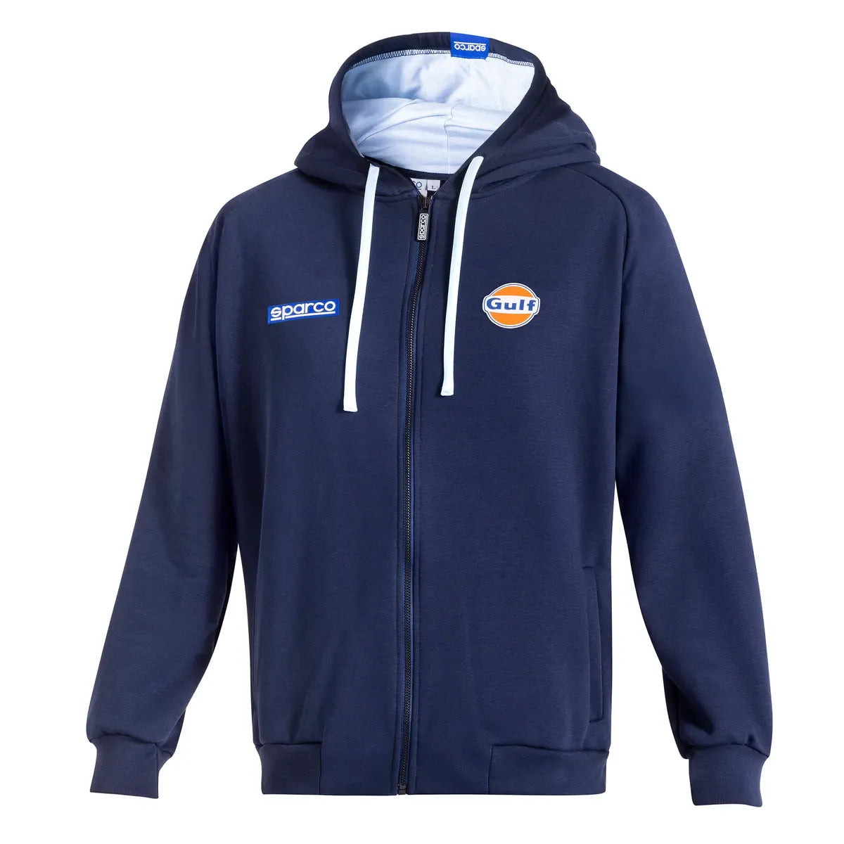 Felpa con cappuccio e zip intera Sparco Gulf in cotone garzato Blu Scuro