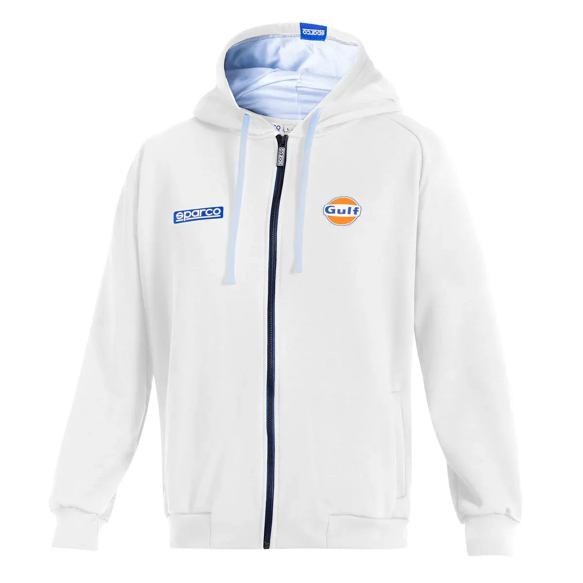 Felpa con cappuccio e zip intera Sparco Gulf in cotone garzato Bianco