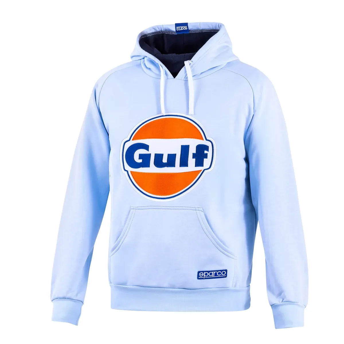 Felpa con cappuccio Sparco Gulf Brand garzata con ricamo Celeste