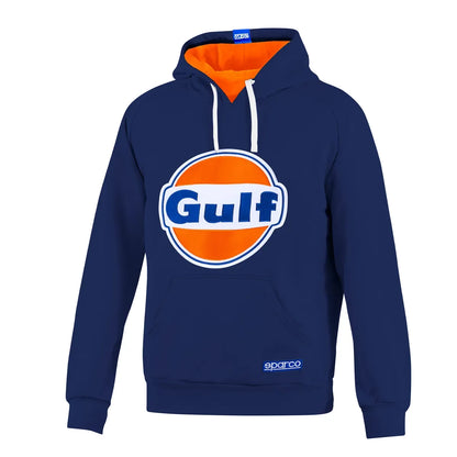 Felpa con cappuccio Sparco Gulf Brand garzata con ricamo Blu Scuro