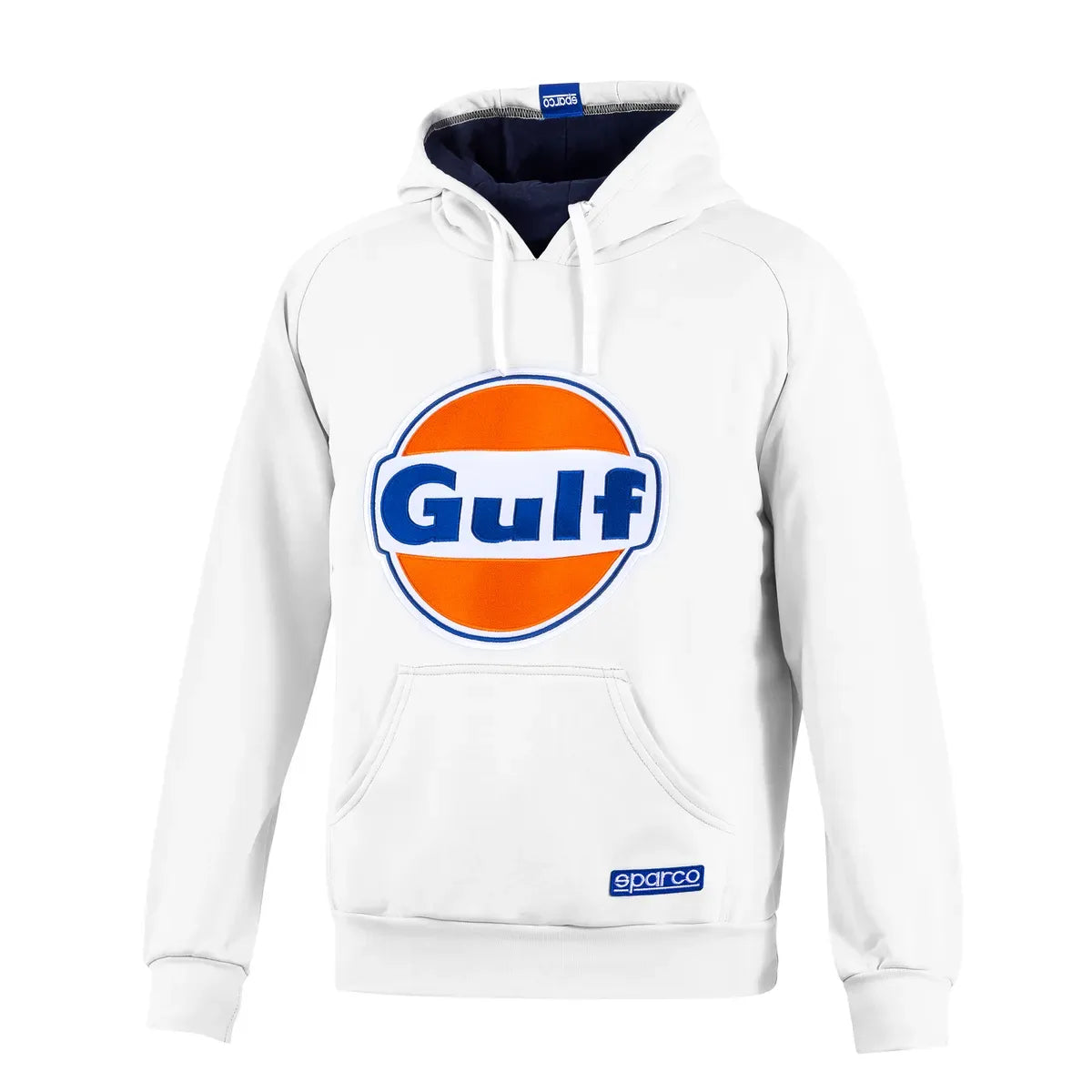 Felpa con cappuccio Sparco Gulf Brand garzata con ricamo Bianco