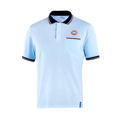 Polo Sparco Gulf Piquet Pocket in cotone con taschino Celeste