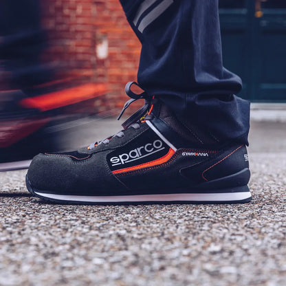 Scarpe antinfortunistiche alte Sparco Gymkhana-H Olympus AC ESD S3S SR FO HRO Grigio Scuro / Arancio Fluo – vista 2
