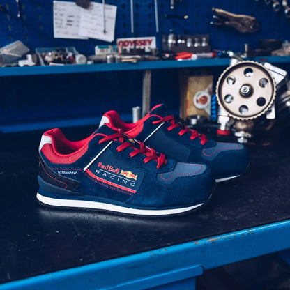 Scarpe antinfortunistiche basse Sparco Gymkhana Red Bull ESD S3S SR FO HRO blu marine e rosso – vista 4