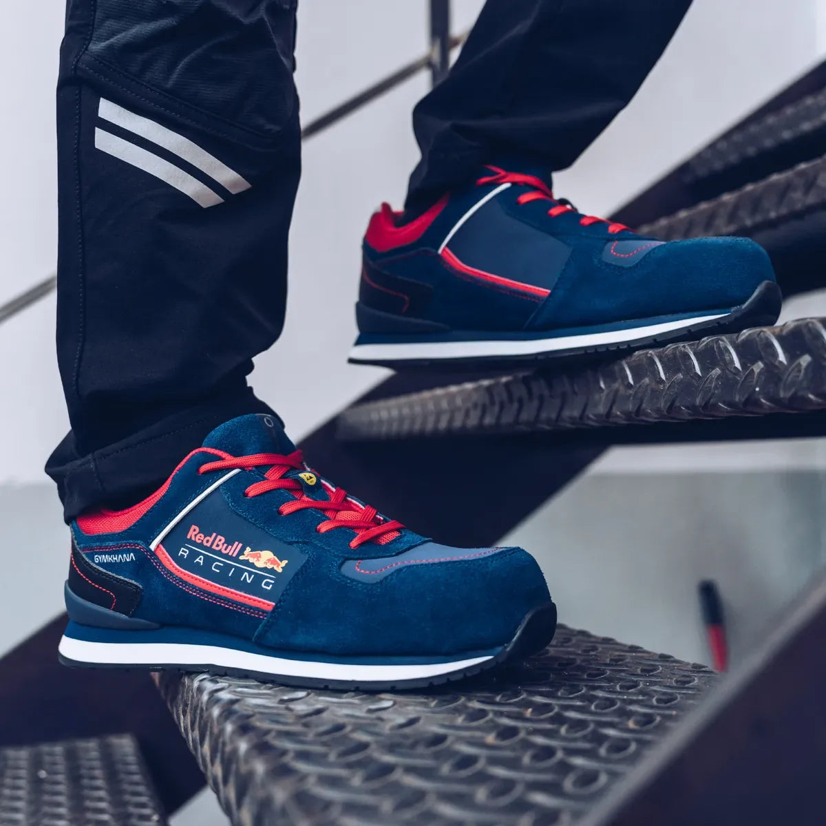 Scarpe antinfortunistiche basse Sparco Gymkhana Red Bull ESD S3S SR FO HRO blu marine e rosso – vista 5