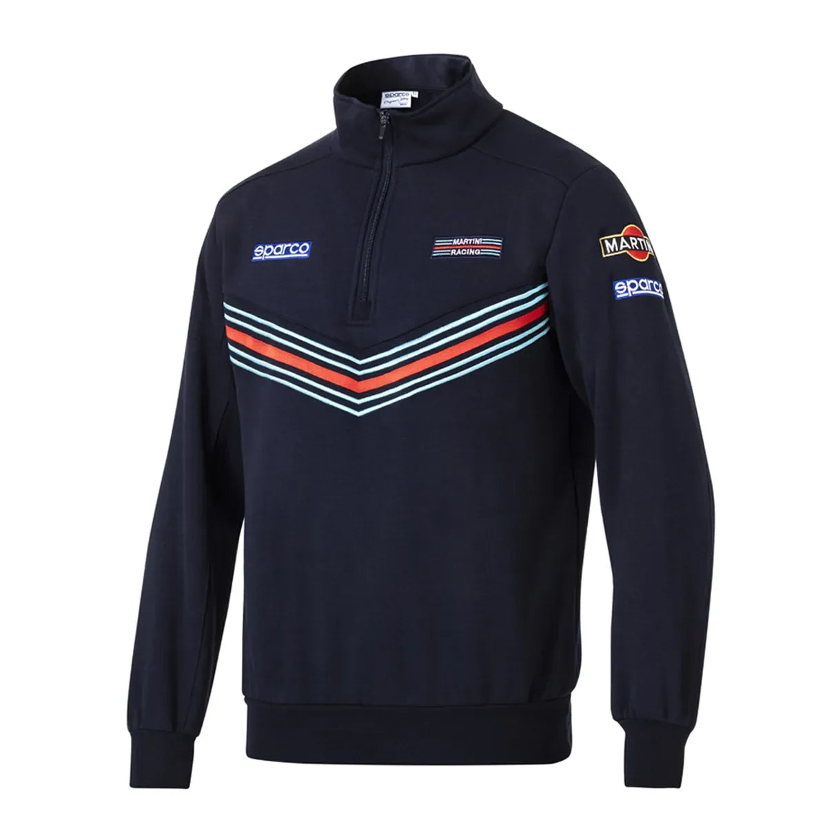 Felpa con mezza zip Sparco Martini Racing in cotone e poliestere Blu Scuro