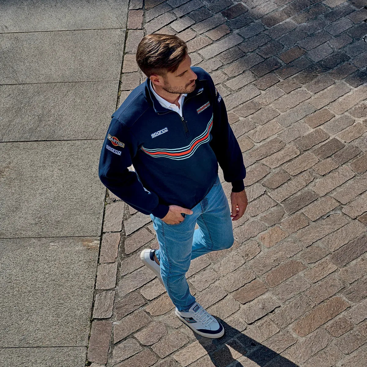 Felpa con mezza zip Sparco Martini Racing in cotone e poliestere Blu Scuro – vista 3