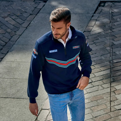 Felpa con mezza zip Sparco Martini Racing in cotone e poliestere Blu Scuro – vista 4