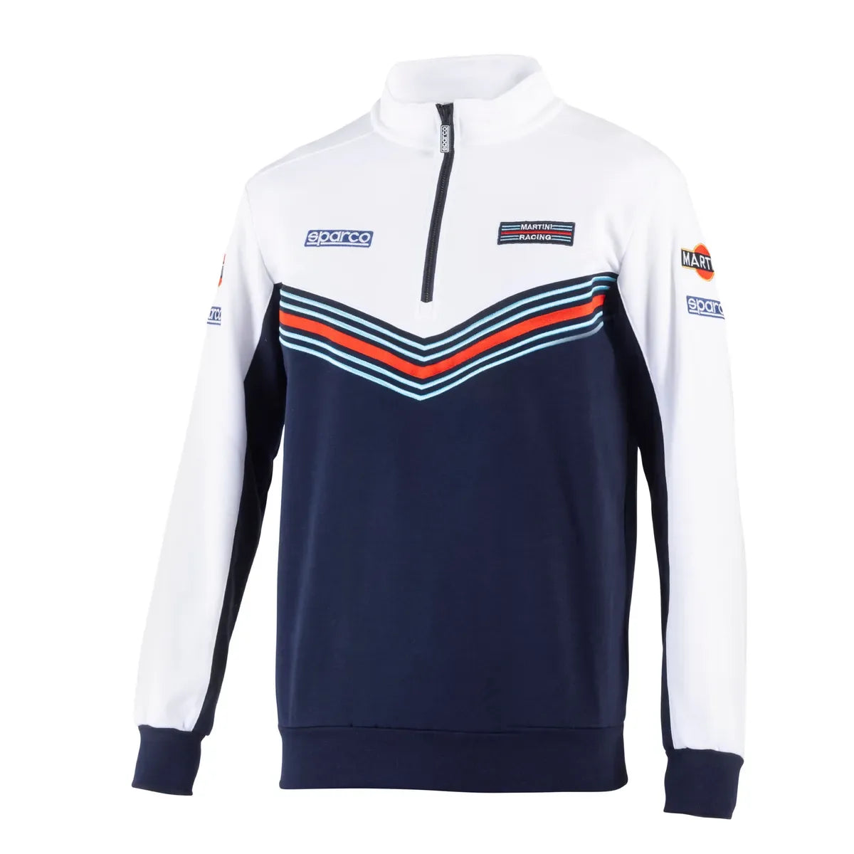 Felpa con mezza zip Sparco Martini Racing in cotone e poliestere Blu / Bianco