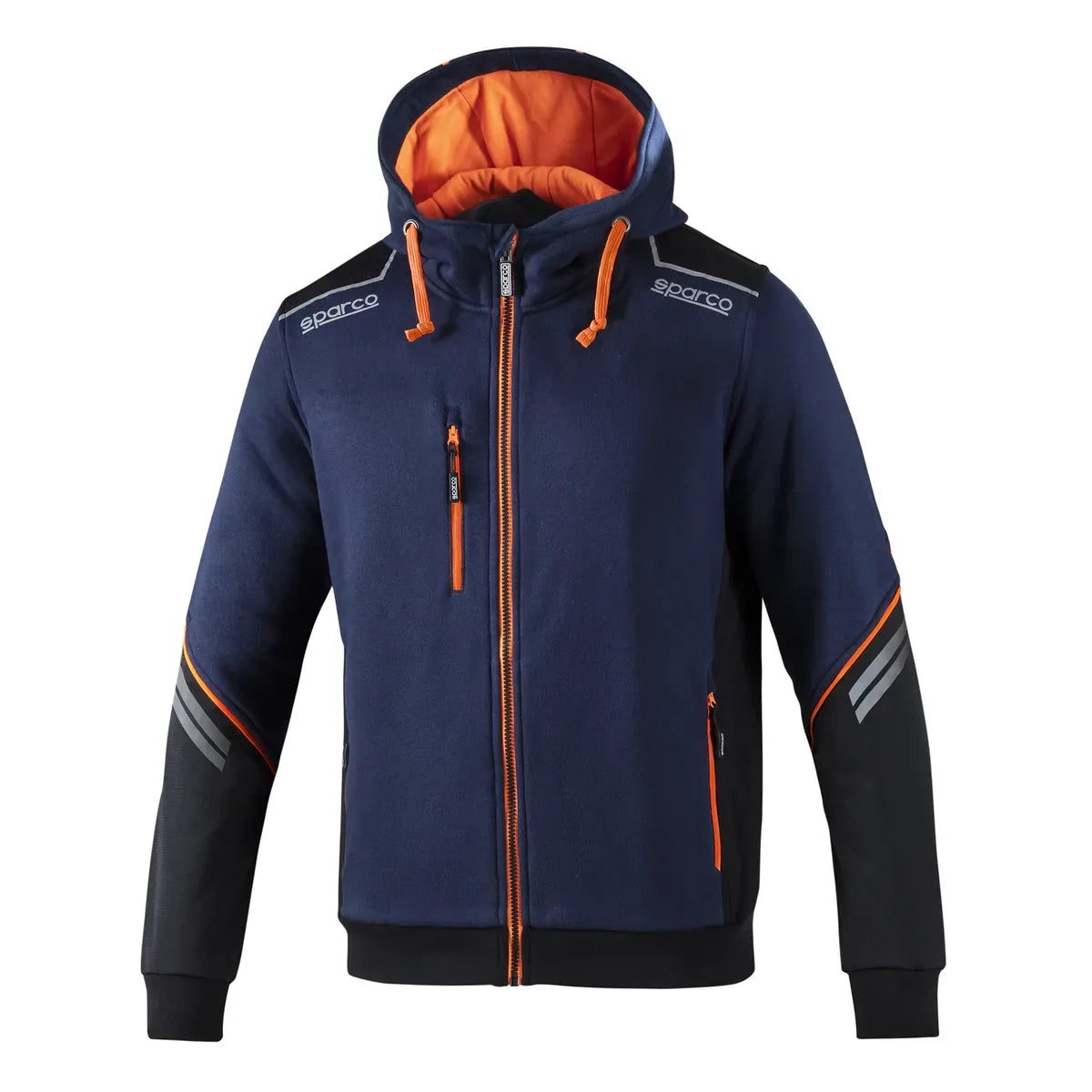 Felpa da lavoro Sparco Hooded Full Zip Colorado Blu Marine / Arancio Fluo
