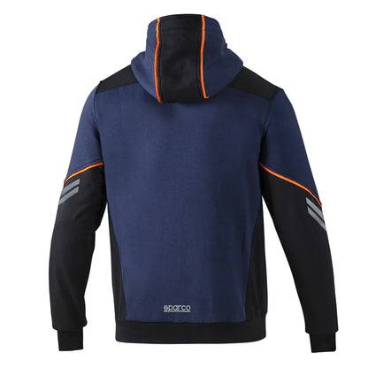 Felpa da lavoro Sparco Hooded Full Zip Colorado Blu Marine / Arancio Fluo – vista 2