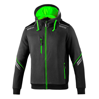 Felpa da lavoro Sparco Hooded Full Zip Colorado Grigio Scuro / Verde Fluo