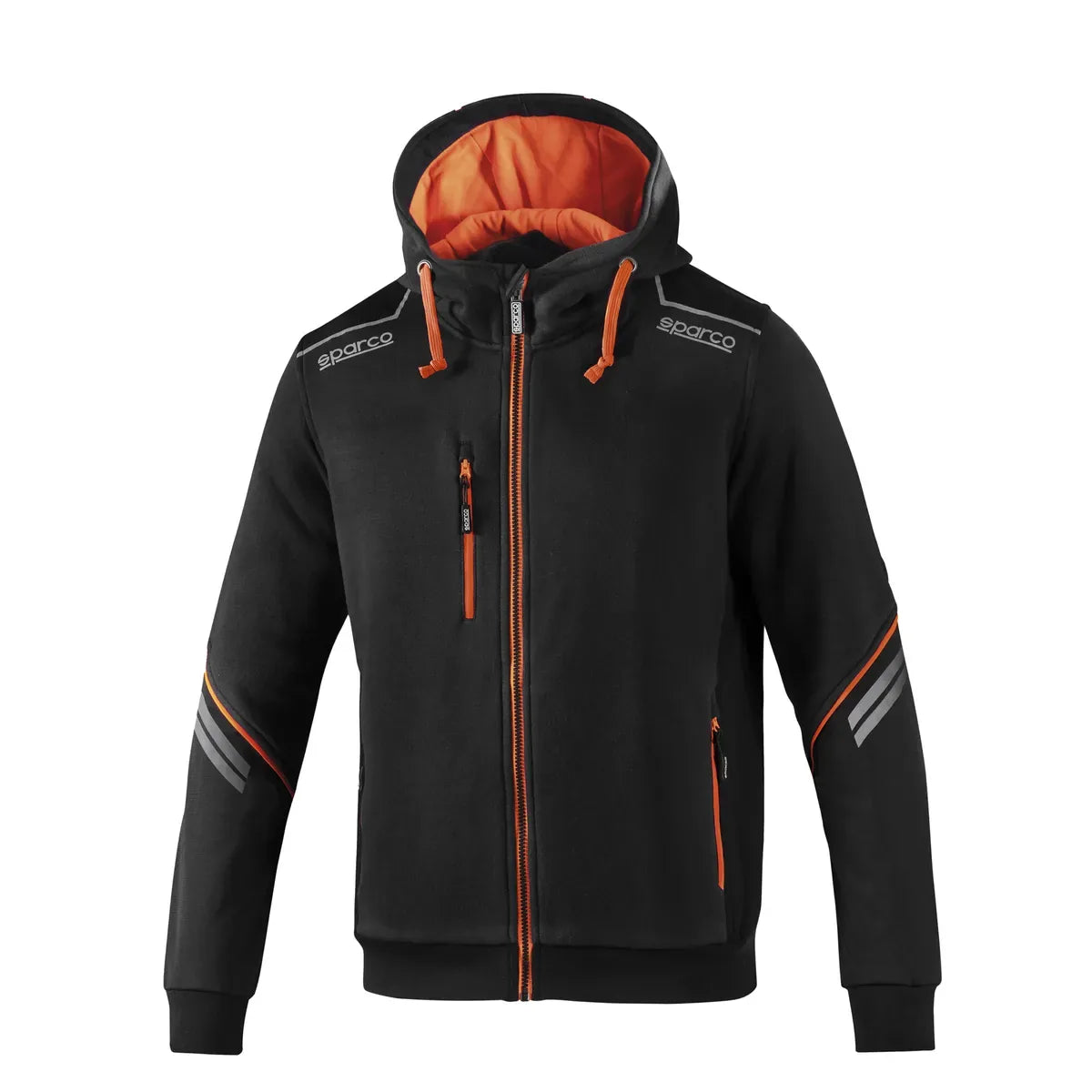 Felpa da lavoro Sparco Hooded Full Zip Colorado Nero / Arancio Fluo