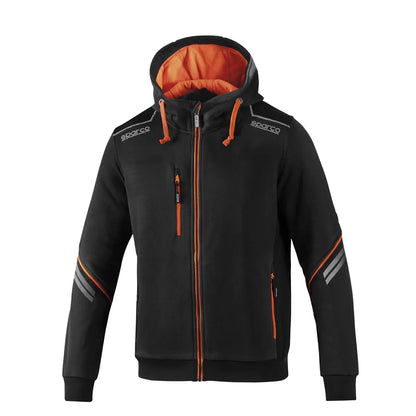 Felpa da lavoro Sparco Hooded Full Zip Colorado Nero / Arancio Fluo