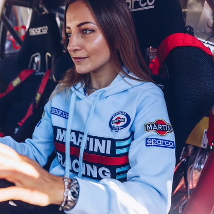 Felpa con cappuccio da donna Sparco Martini Racing Hoodie Lady in poliestere e cotone Celeste – vista 5