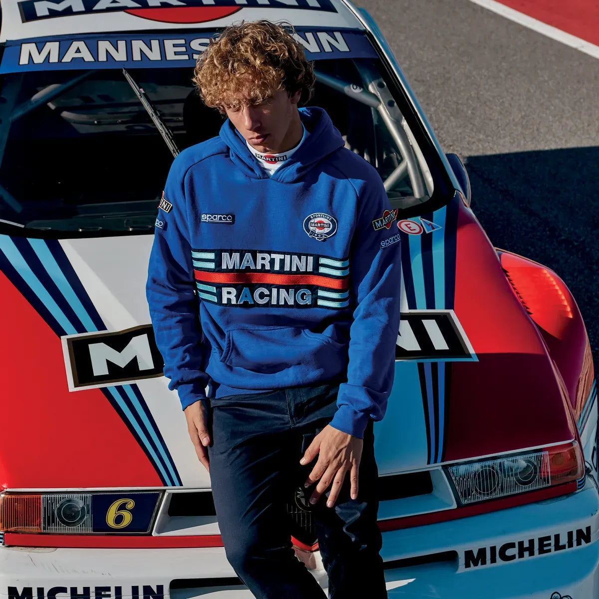 Felpa con cappuccio Sparco Martini Racing Hoodie Martini-R in poliestere e cotone Azzurro – vista 2