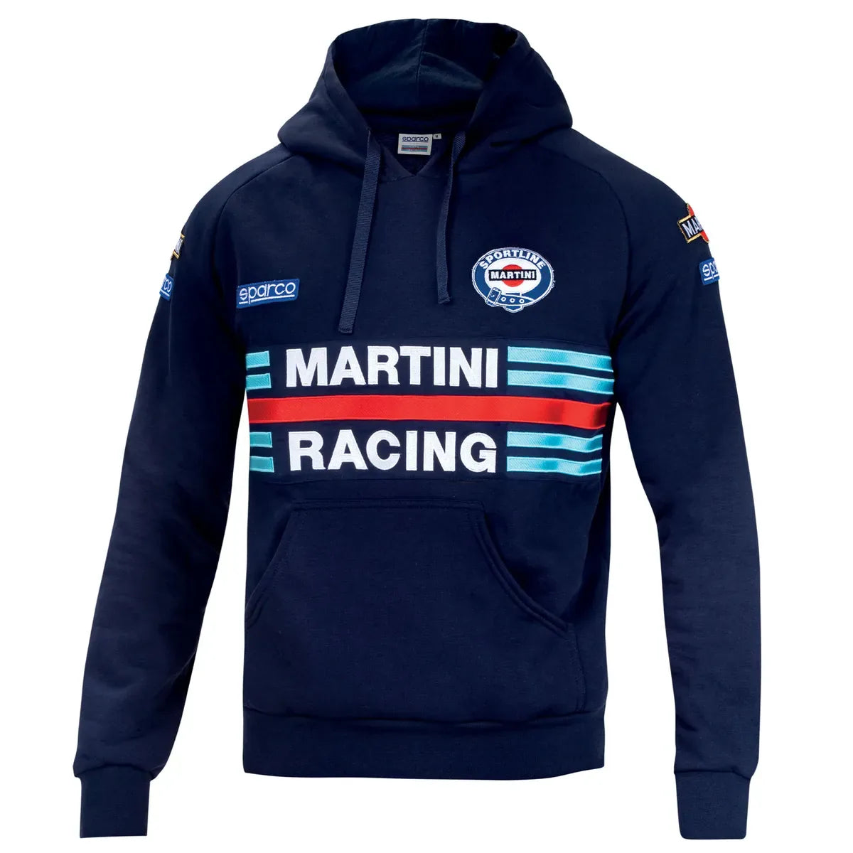 Felpa con cappuccio Sparco Martini Racing Hoodie Martini-R in poliestere e cotone Blu Marine