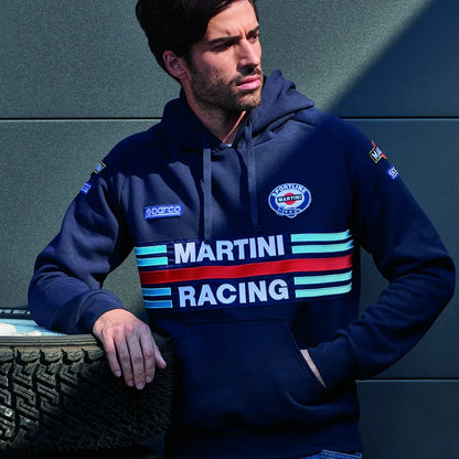 Felpa con cappuccio Sparco Martini Racing Hoodie Martini-R in poliestere e cotone Blu Marine – vista 2