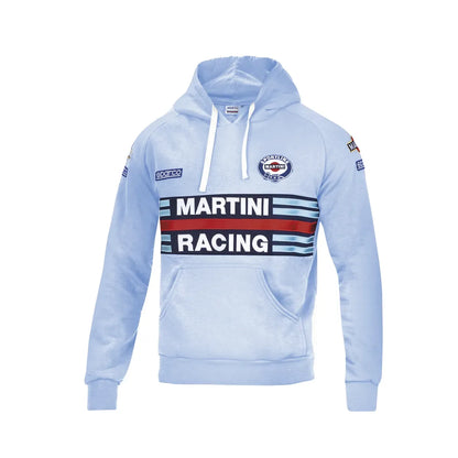 Felpa con cappuccio Sparco Martini Racing Hoodie Martini-R in poliestere e cotone Celeste