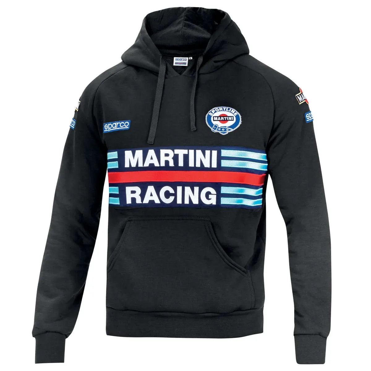 Felpa con cappuccio Sparco Martini Racing Hoodie Martini-R in poliestere e cotone Nero