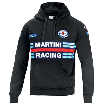 Felpa con cappuccio Sparco Martini Racing Hoodie Martini-R in poliestere e cotone Nero