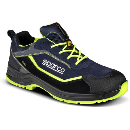 Scarpe antinfortunistiche basse Sparco Indy ESD S3S SR FO LG Blu Marine / Giallo Fluo