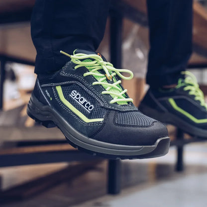 Scarpe antinfortunistiche basse Sparco Indy ESD S3S SR FO LG Blu Marine / Giallo Fluo – vista 2