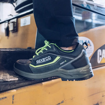 Scarpe antinfortunistiche basse Sparco Indy ESD S3S SR FO LG Blu Marine / Giallo Fluo – vista 3