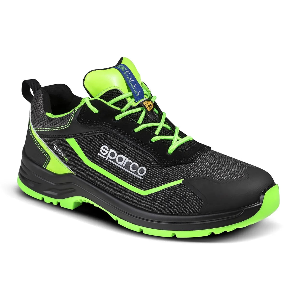 Scarpe antinfortunistiche basse Sparco Indy-E ESD S3S SR FO LG Nero / Verde Fluo