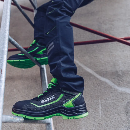 Scarpe antinfortunistiche basse Sparco Indy-E ESD S3S SR FO LG Nero / Verde Fluo – vista 5