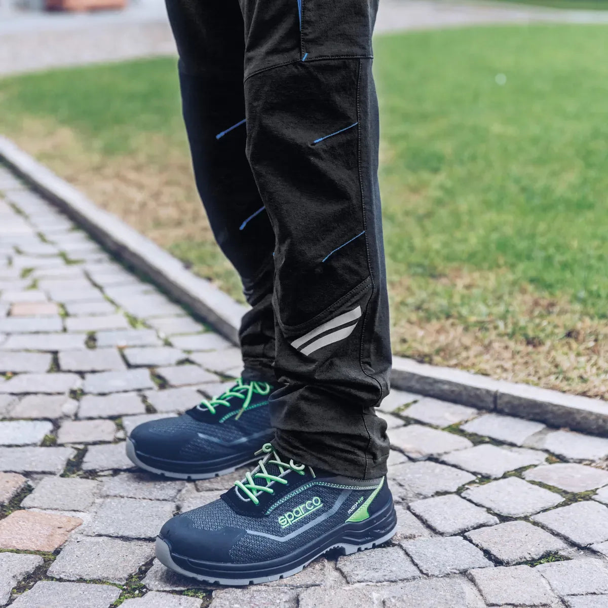 Scarpe antinfortunistiche basse Sparco Indy-E ESD S3S SR FO LG Nero / Verde Fluo – vista 7