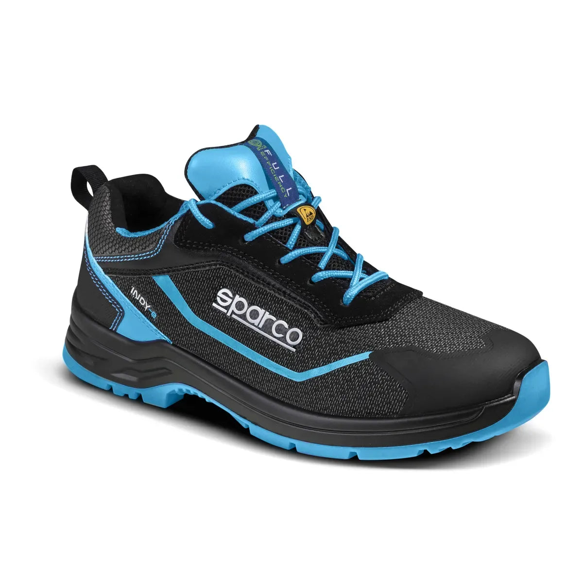 Scarpe antinfortunistiche basse Sparco Indy-E ESD S3S SR FO LG Nero / Celeste