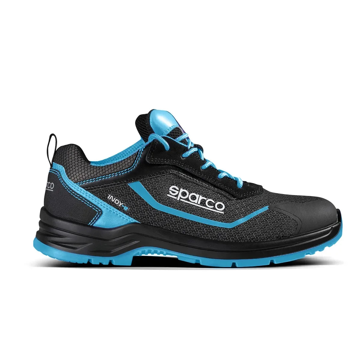 Scarpe antinfortunistiche basse Sparco Indy-E ESD S3S SR FO LG Nero / Celeste – vista 3