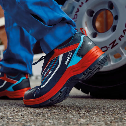 Scarpe antinfortunistiche basse Sparco Indy Martini-R ESD S3S SR FO LG blu marino e rosso – vista 3