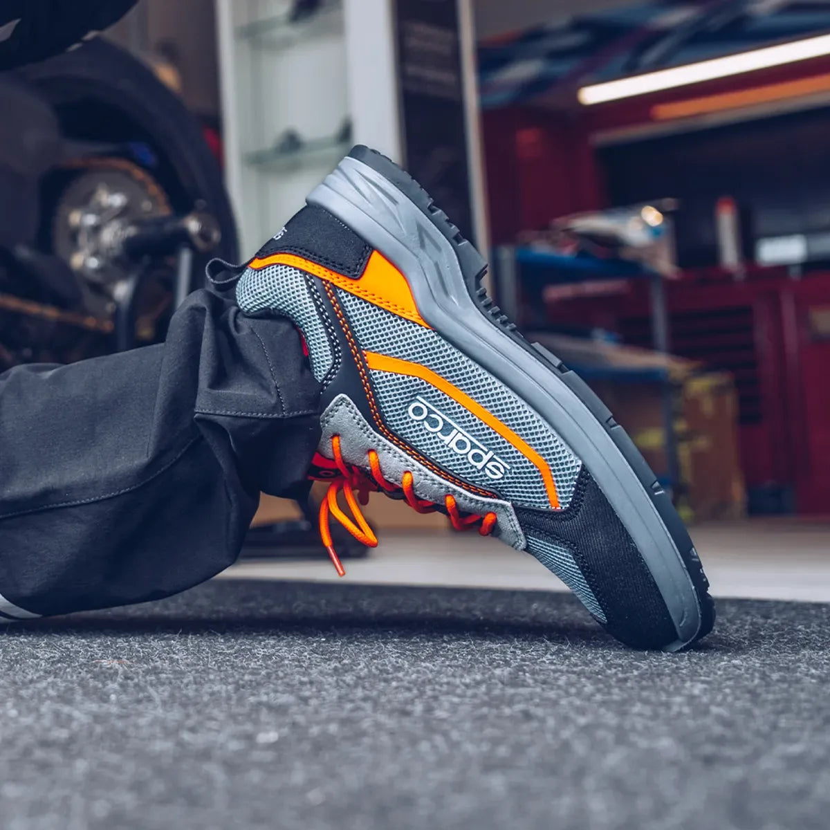 Scarpe antinfortunistiche basse Sparco Indy-R ESD S1PS SR FO LG Grigio / Arancio Fluo – vista 6