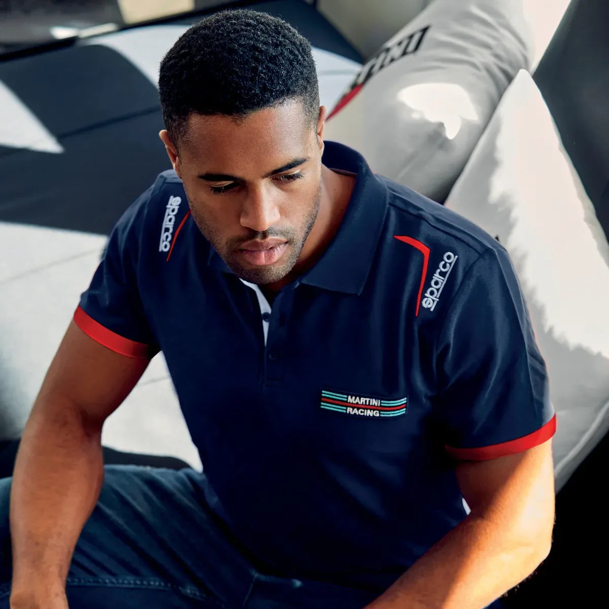 Polo Sparco Martini-R Martini Racing in piqué di cotone Blu Marine – vista 2
