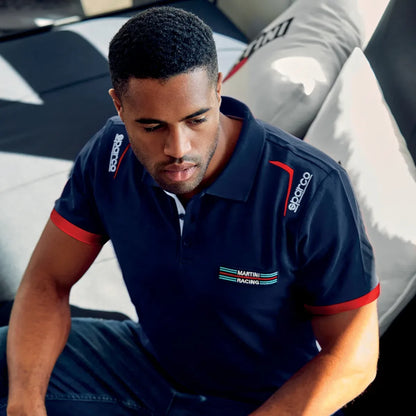 Polo Sparco Martini-R Martini Racing in piqué di cotone Blu Marine – vista 2