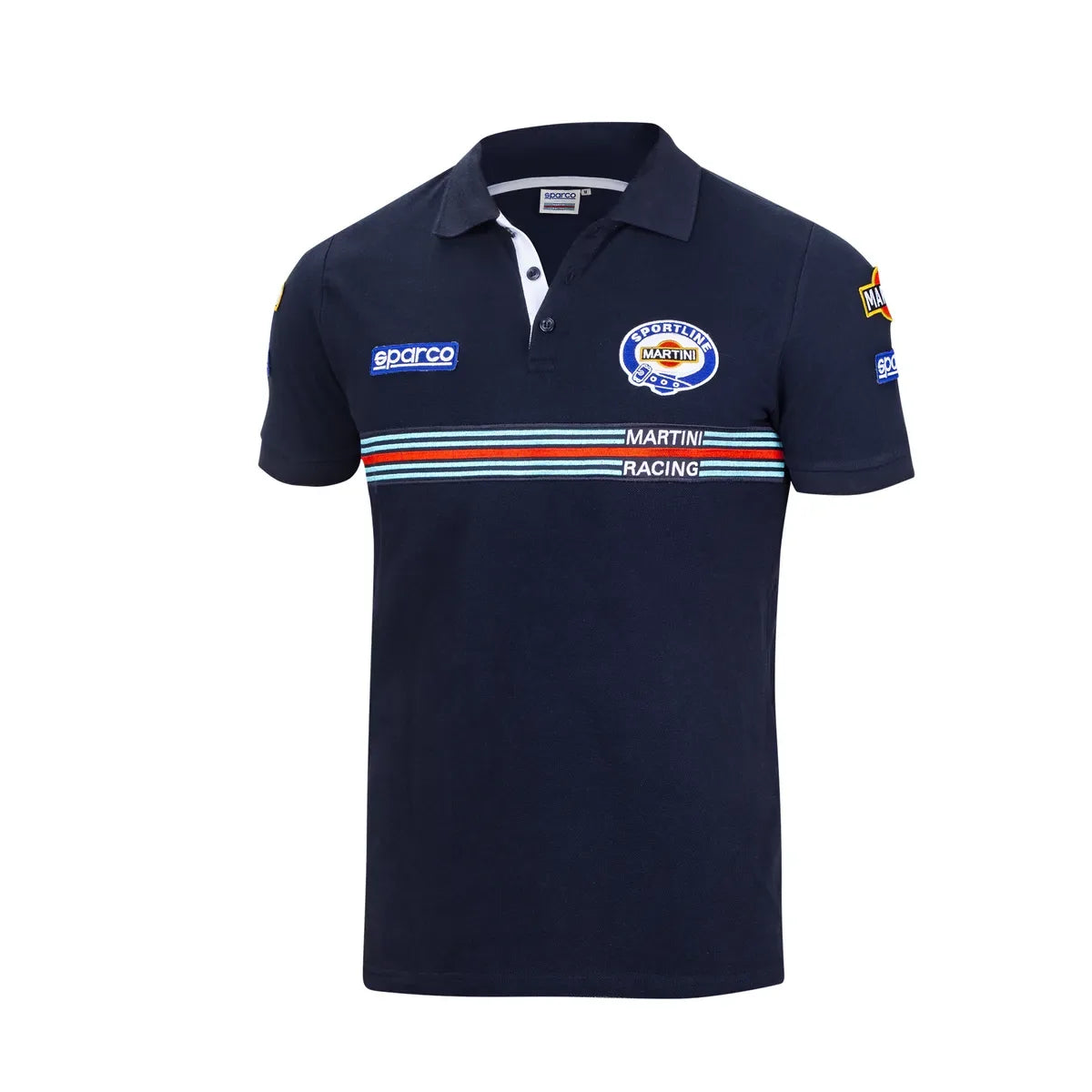 Polo Sparco Martini Racing Replica in piqué di cotone Blu Marine