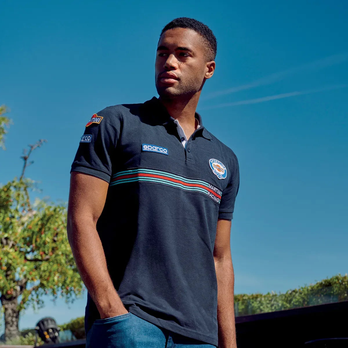 Polo Sparco Martini Racing Replica in piqué di cotone Blu Marine – vista 2